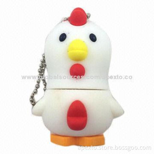 Chick-shaped USB Flash Memory, Made of PVC Material, Supports USB2.0 Interface